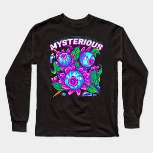 Mysterious Eyes and Cactus Flowers Long Sleeve T-Shirt